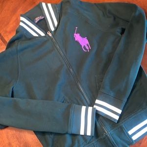 Varsity style polo jacket